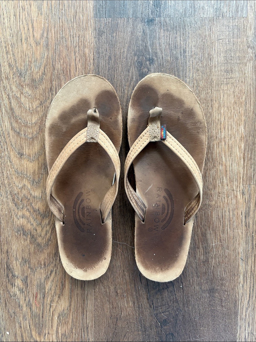 Rainbow Women’s Tan Leather Flip Flop Sandals Size 5.5